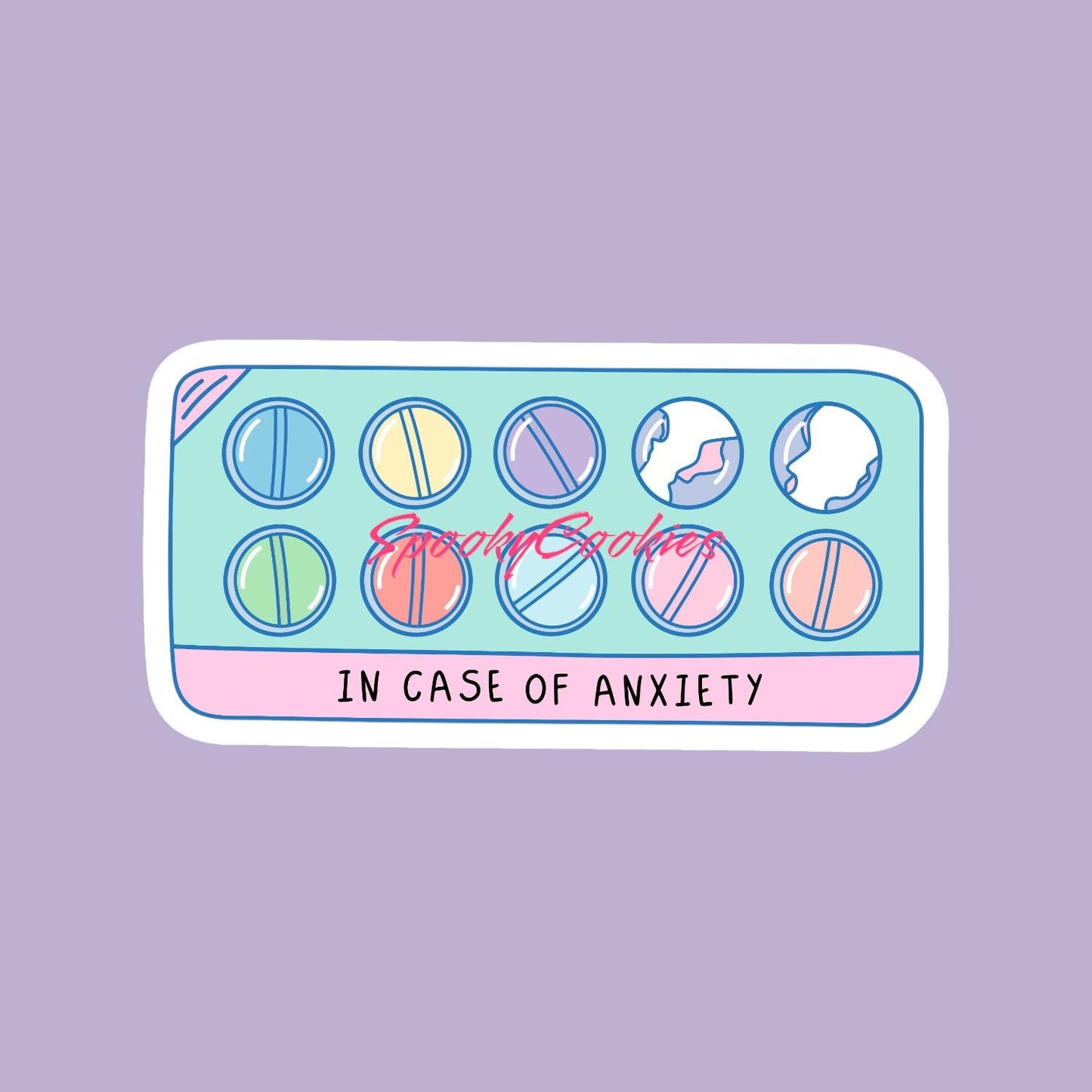 In Case of Anxiety Sticker - Funny Pill Packet Aesthetic