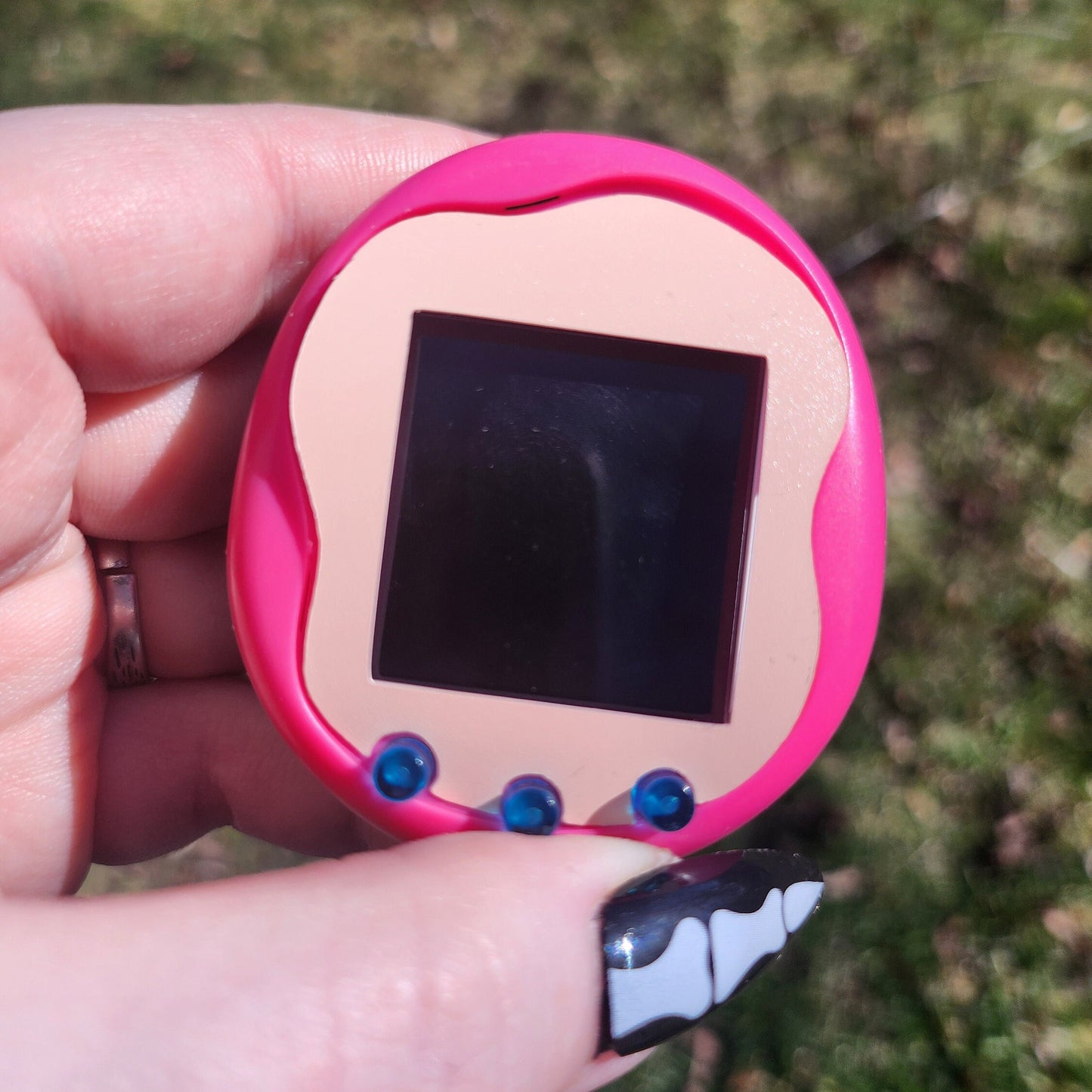 Faceplate for Tamagotchi Uni - Pastel Pink Light Peach - sparkle rainbow electronic pet skin