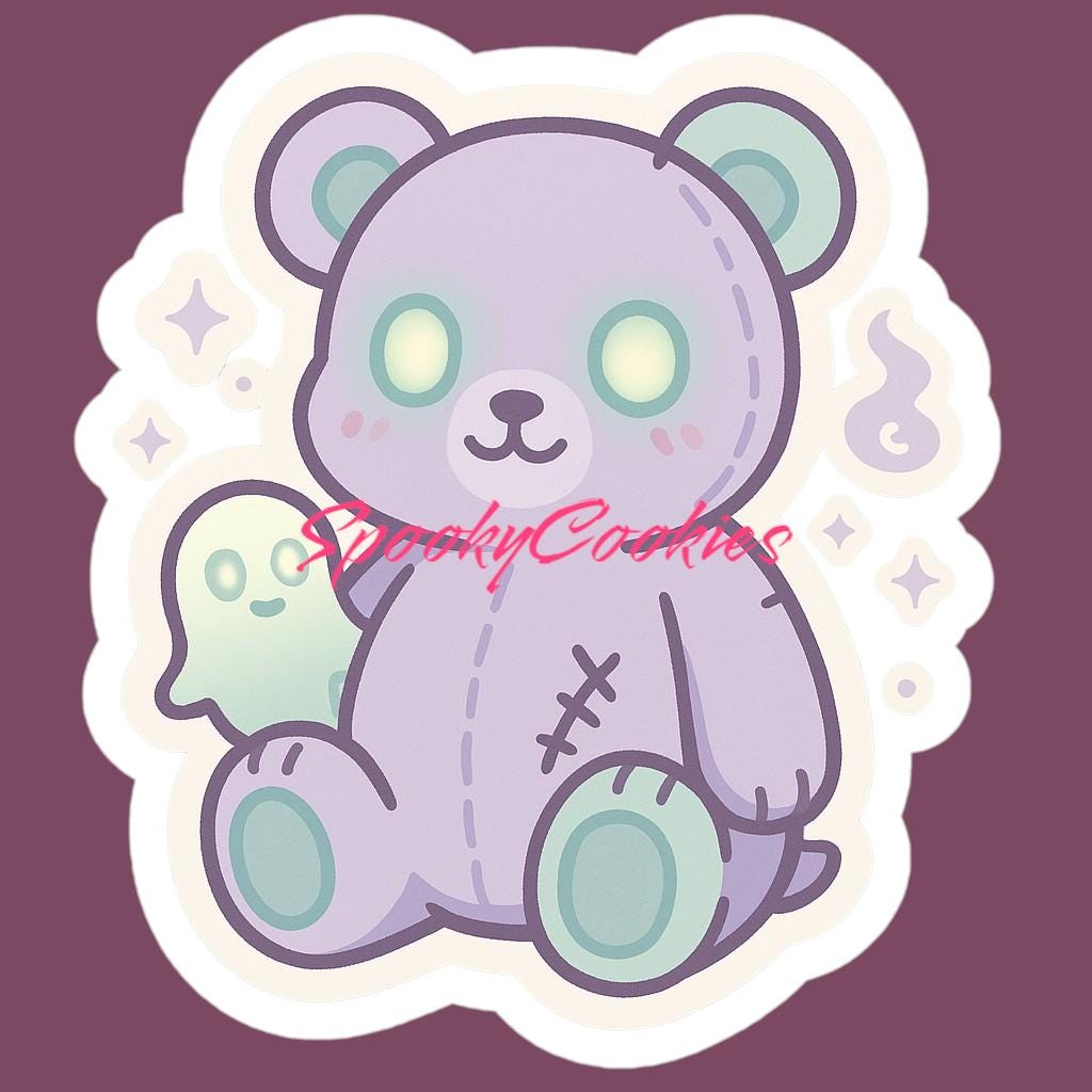 Possessed Plushie Bear Sticker β Cute Haunted Kawaii Ghost Teddy Vinyl