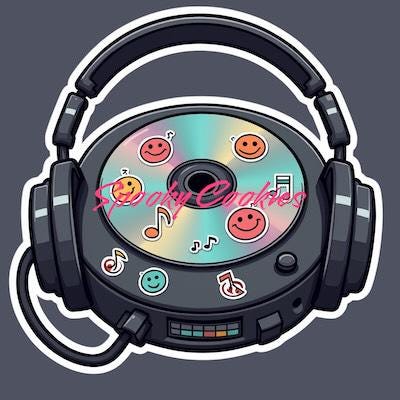 90s Portable CD Player and Headphones Sticker or Fridge Magnet - Retro Music, Vintage Tech, Nostalgic 90s Audio, Music Lover Gift