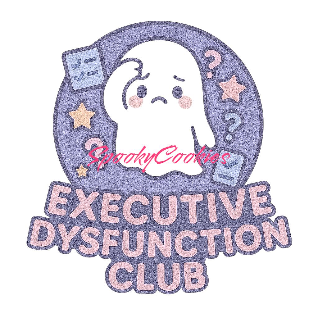 Executive Dysfunction Club Sticker β Cute Neurodivergent Ghost Vinyl Sticker