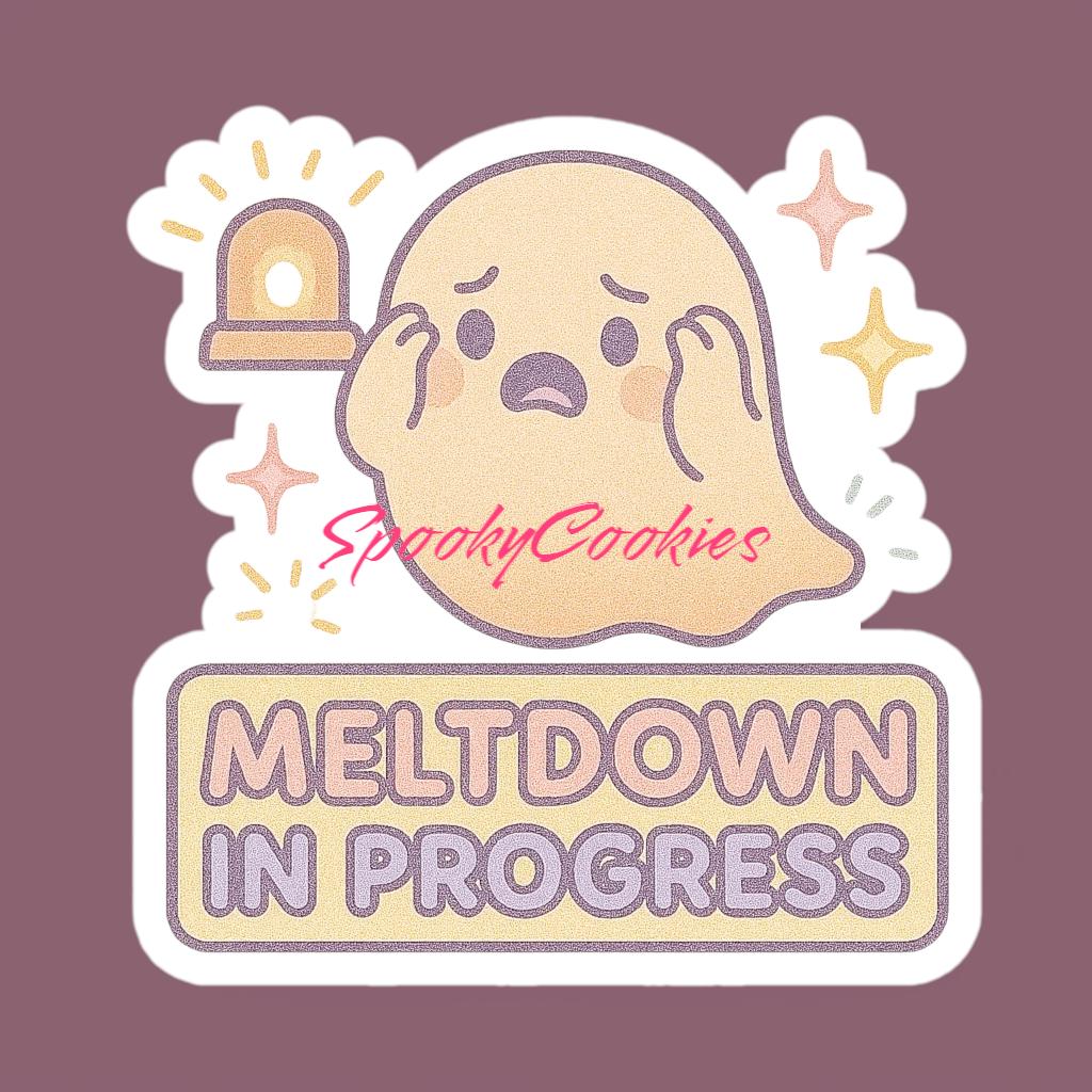 Meltdown in Progress Ghost Sticker β Cute Neurodivergent Mental Health Vinyl Sticker