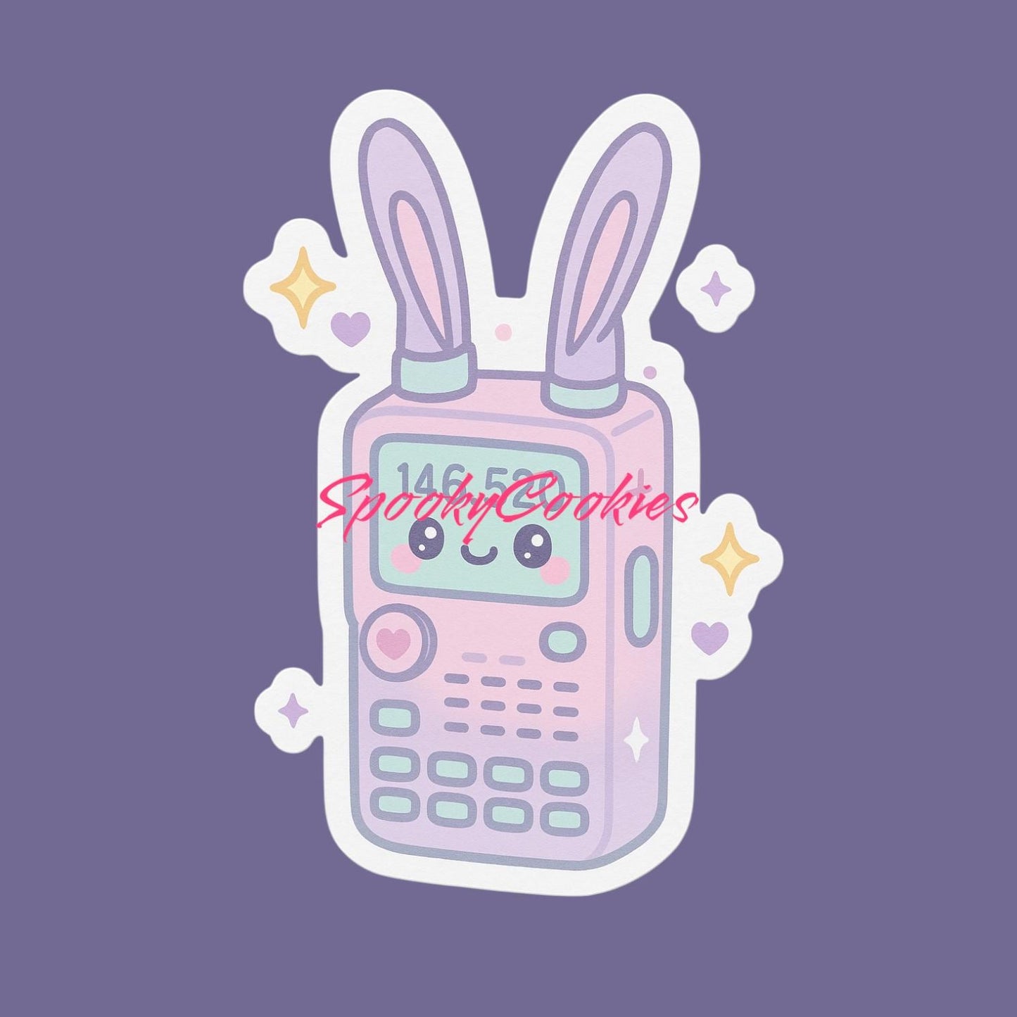 Kawaii Bunny Ham Radio Sticker β Cute Pastel Handheld HT for Girls