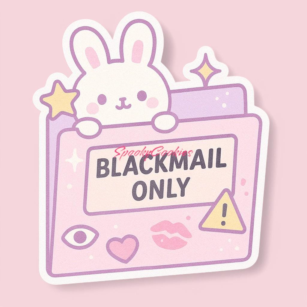Blackmail Only Sticker β Kawaii Folder with Bunny and Warning Icons