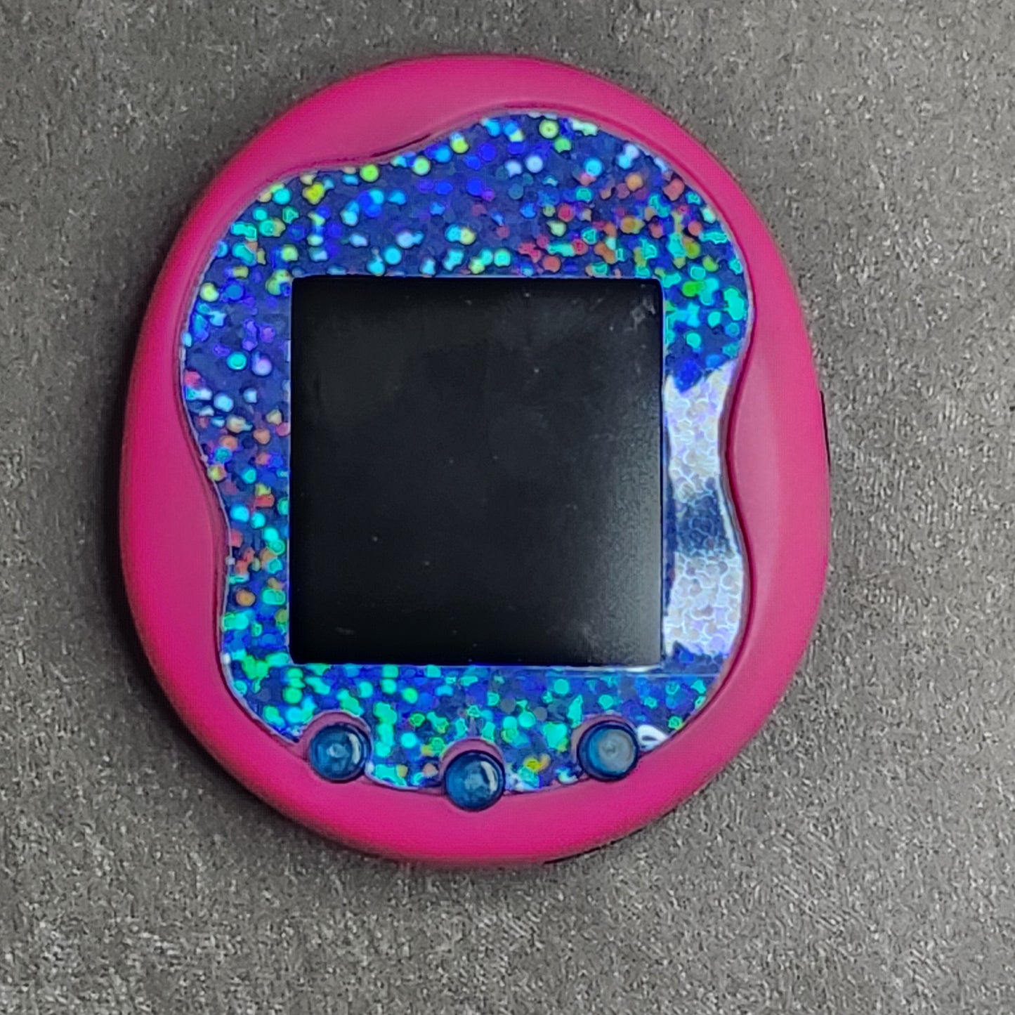 Faceplate for Tamagotchi Uni - light blue holographic large glitter - sparkle rainbow electronic pet skin