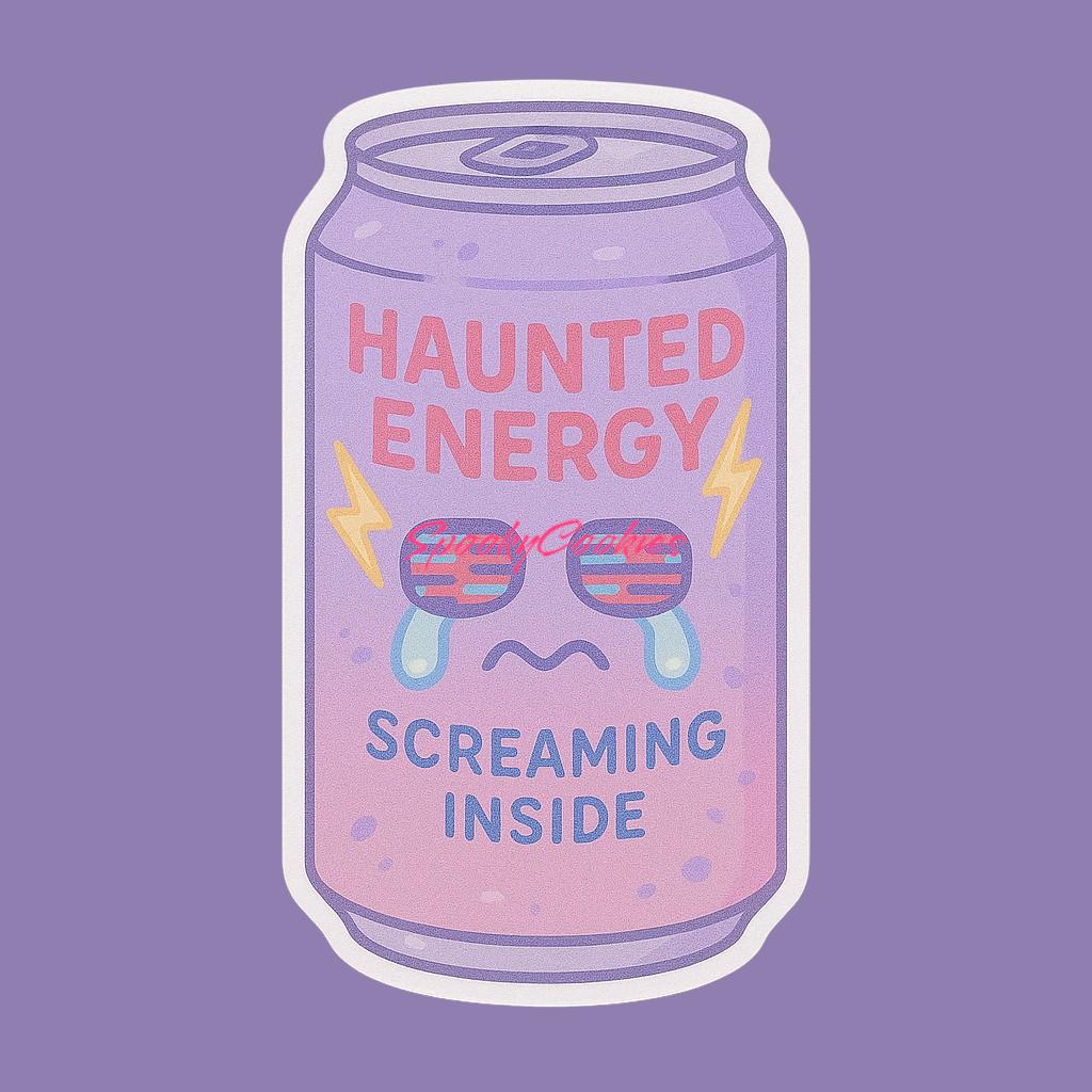Haunted Energy Sticker β Screaming Inside Cursed Drink Can