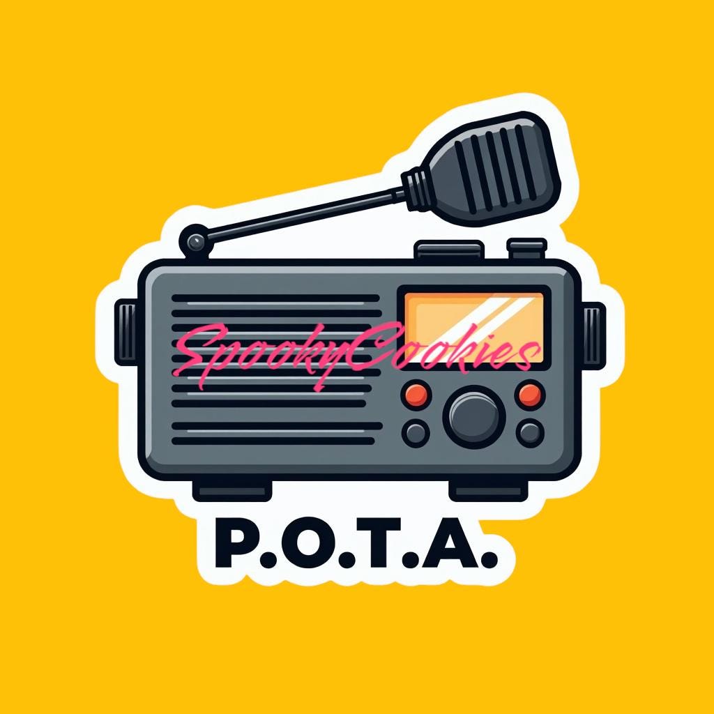3-Inch Holographic Sticker or Fridge Magnet | 'P.O.T.A' w/ Radio Design | Parks on the Air Ham Radio Sticker or Fridge Magnet