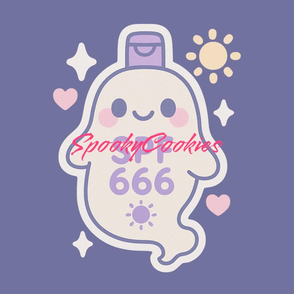 Kawaii SPF 666 Ghost Sticker – Cute Goth Ghost Sunscreen Bottle Summer Vinyl