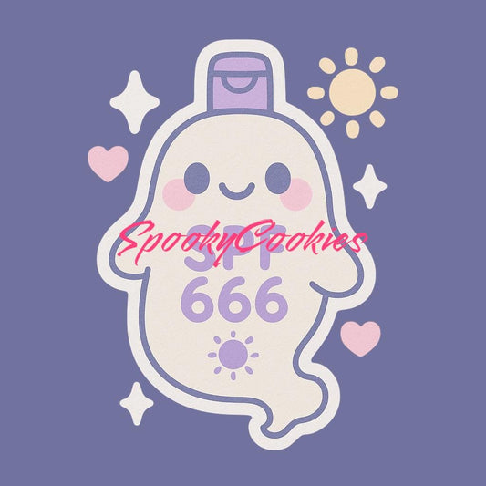 Kawaii SPF 666 Ghost Sticker – Cute Goth Ghost Sunscreen Bottle Summer Vinyl