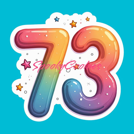 3-Inch Sticker or Fridge Magnet | '73' in Kawaii Rainbow Style | Cute Ham Radio Sticker | Water-Resistant Decal for Laptops & Gear