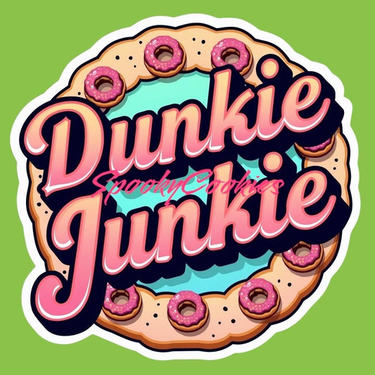 3-Inch Sticker or Fridge Magnet | 'Dunkie Junkie' w/ Donut Design | Water-Resistant Decal for Laptops, Water Bottles | Coffee Lover Gift