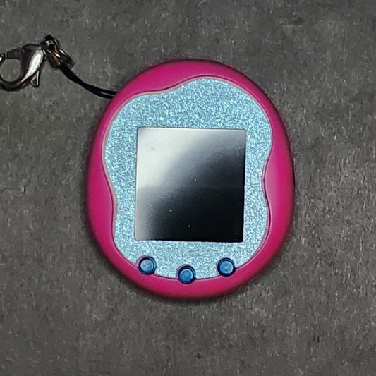 Faceplate for Tamagotchi Uni -baby light Blue holographic  glitter - sparkle rainbow electronic pet skin