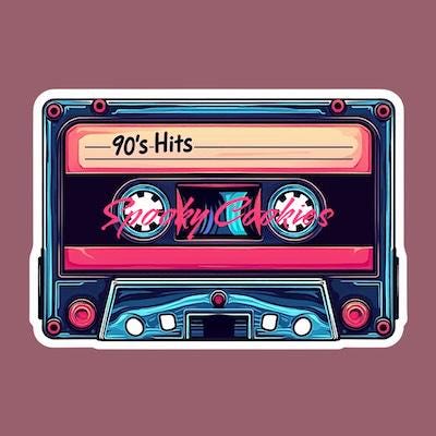 90's Hits Cassette Tape Sticker or Fridge Magnet - Retro Music, Nostalgic 90s Design, Vintage Cassette Tape Decor, Music Lover Gift