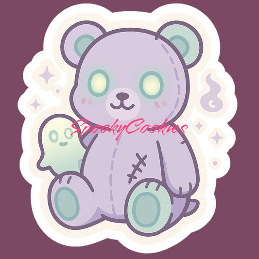 Possessed Plushie Bear Sticker – Cute Haunted Kawaii Ghost Teddy Vinyl