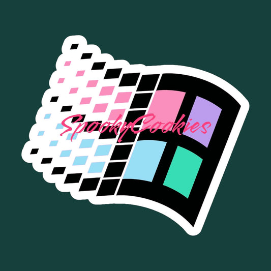 Pastel Windows 98 Sticker – Y2K Aesthetic Retro Tech Decal, 90s 2000s Nostalgic Sticker