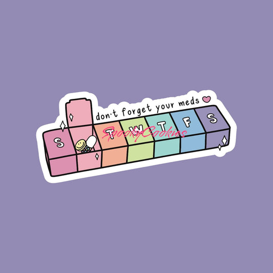 Don't Forget Your Meds Sticker - Cute Pastel Pill Organizer