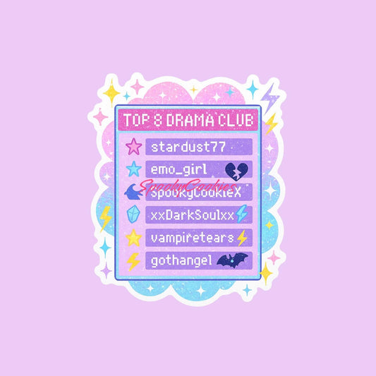 Top 8 Drama Club Sticker – MySpace Revival Scene Kid Aesthetic with Sparkle Icons