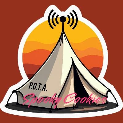 P.O.T.A. Amateur Ham Radio Camping Sticker or Fridge Magnet  | Parks on the Air Tent Design