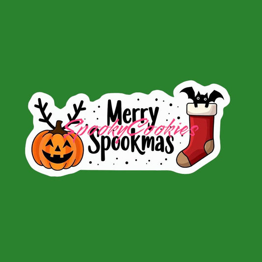 3-Inch Sticker or Fridge Magnet | 'Merry Spookmas' with Pumpkin Design | Decal for Laptops, Journals | Halloween and Christmas Fusion