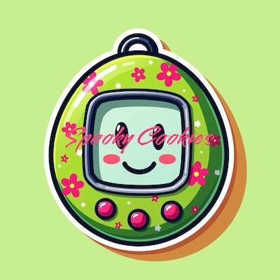 Green Tamagotchi Sticker or Fridge Magnet  - Retro Digital Pet, 90s Nostalgia, Cute Tamagotchi Design, Vintage Gaming Accessory