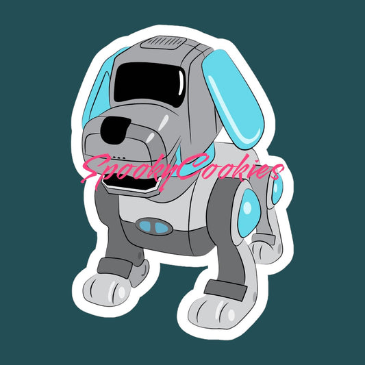 Poochi Robot Dog Sticker – Y2K Aesthetic 2000s Nostalgic Pet Decal, Cute Retro Tech Sticker