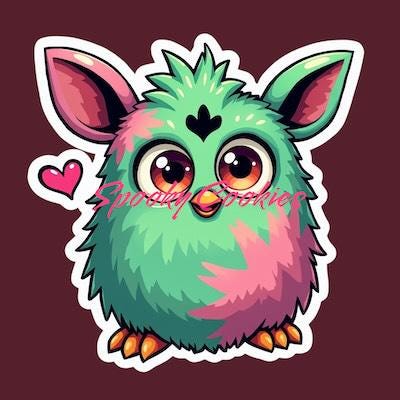 Nostalgic Furby Sticker or Fridge Magnet  - Retro Toy, 90s Childhood, Cute Furby Design, Vintage Plush Toy Sticker, 90s Nostalgia