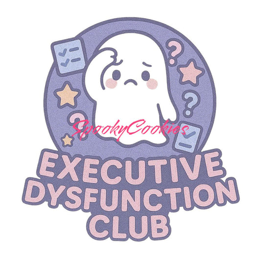 Executive Dysfunction Club Sticker – Cute Neurodivergent Ghost Vinyl Sticker