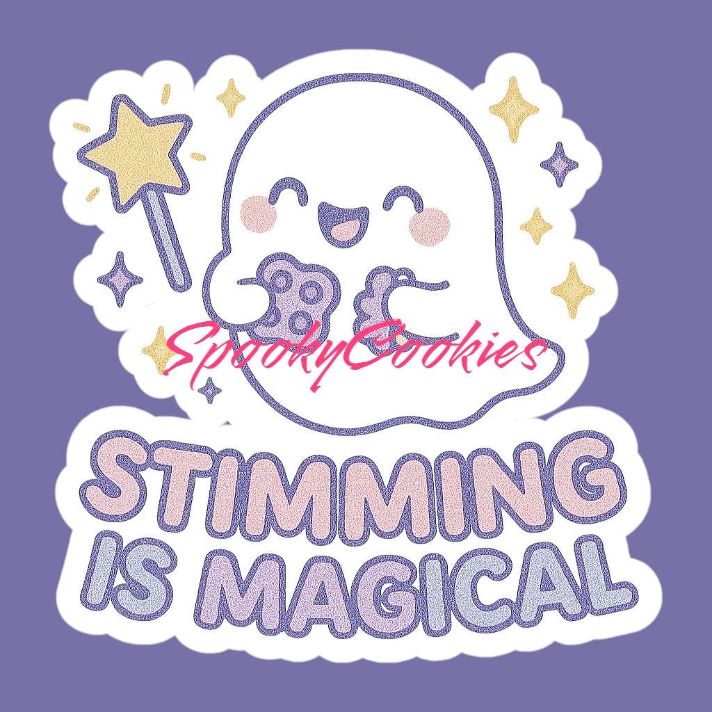 Stimming Is Magical Ghost Sticker – Cute Neurodivergent Vinyl Sticker for Sensory Support