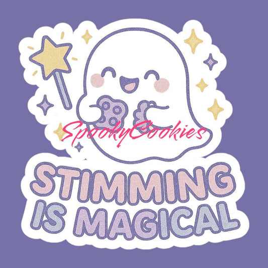 Stimming Is Magical Ghost Sticker – Cute Neurodivergent Vinyl Sticker for Sensory Support