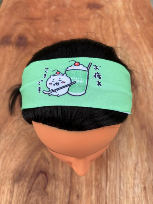 Chiikawa Green Melon Soda Elastic Headband | Kawaii Hair Accessory