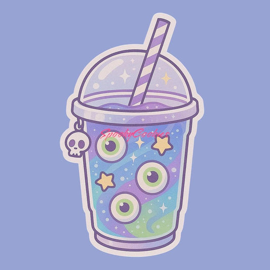 Witch’s Brew Slushie Sticker – Kawaii Drink with Eyeballs and Stars