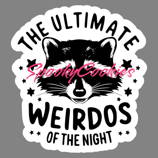 The Ultimate Weirdos of the Night’ Sticker – Funny Nocturnal Raccoon Decal, Gothic Animal Lover Gift