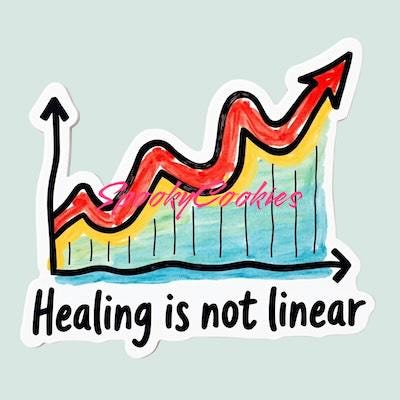 Healing is Not Linear Graph Sticker or Fridge Magnet  - Mental Health Quote, Inspirational Sticker, Personal Growth, Motivational, Self-Care