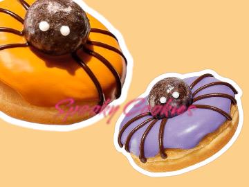 3-Inch Holographic Sticker or Fridge Magnet | Halloween Spider Dunkin' Donut Design | Spooky Fun for Fall | Decal for Laptops