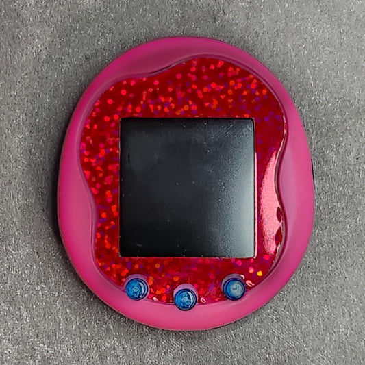 Faceplate for Tamagotchi Uni - Red holographic large glitter - sparkle rainbow electronic pet skin