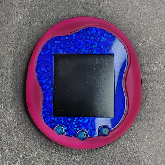 Faceplate for Tamagotchi Uni - Blue Navy holographic large glitter - sparkle rainbow electronic pet skin
