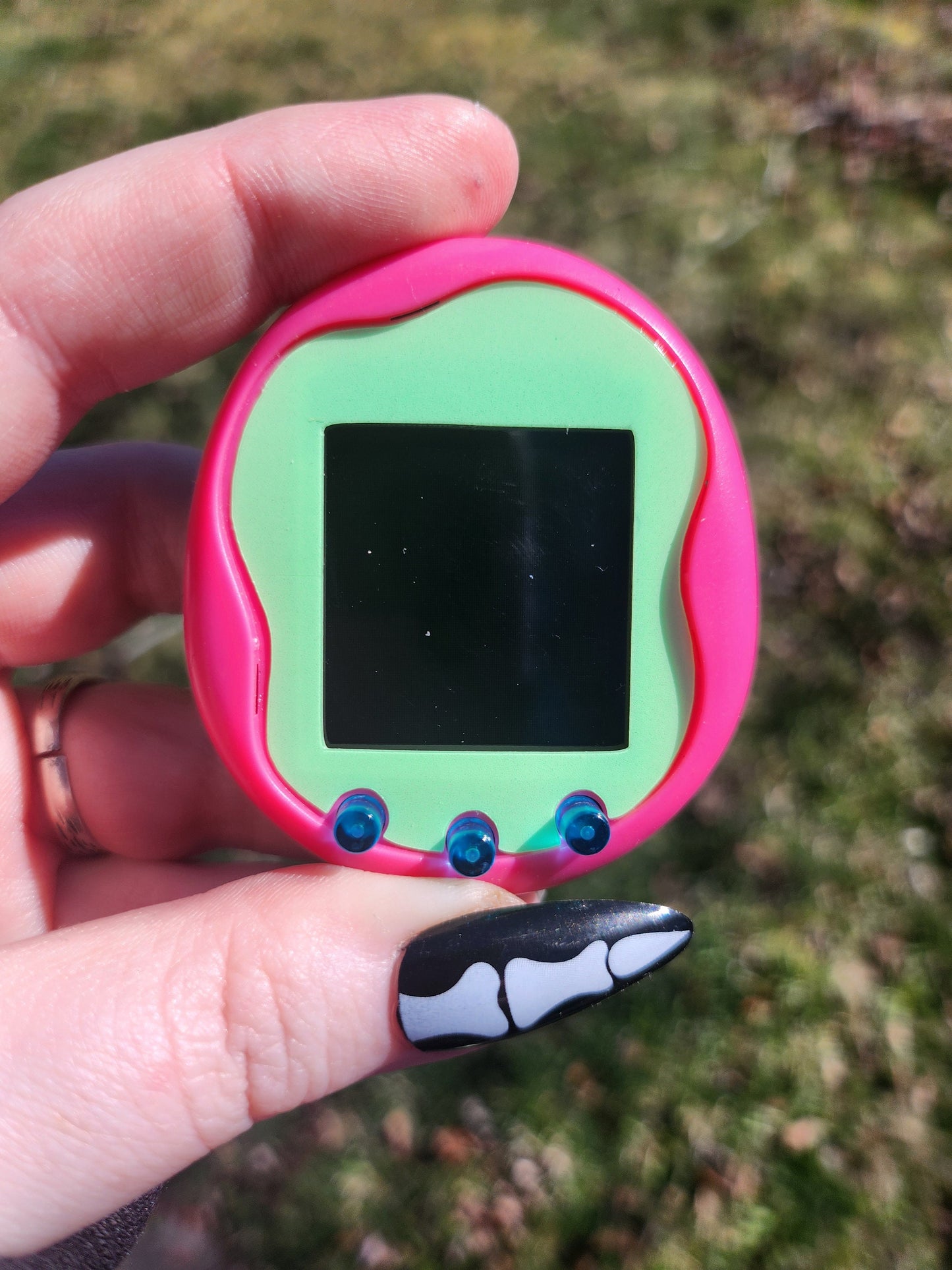 Faceplate for Tamagotchi Uni - green glow in the dark - sparkle rainbow electronic pet skin