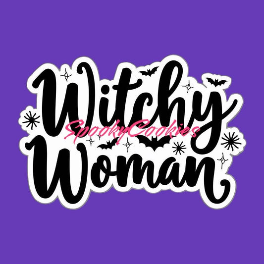 3-Inch Sticker or Fridge Magnet  | 'Witchy Woman' w/ Bat Design | Water-Resistant Decal for Laptops, Water Bottles, & More | Halloween Gift