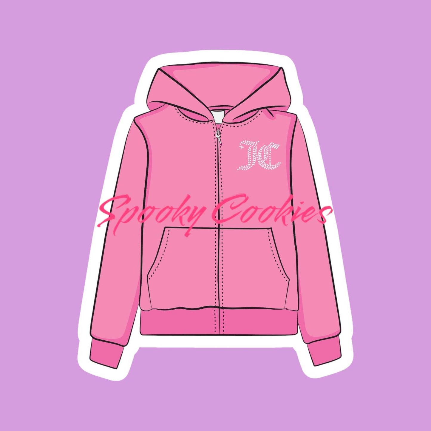 Pink Juicy Couture Hoodie Sticker – Y2K Aesthetic Retro Fashion Decal, Nostalgic 2000s Sticker