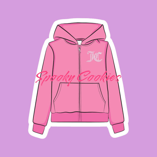 Pink Juicy Couture Hoodie Sticker – Y2K Aesthetic Retro Fashion Decal, Nostalgic 2000s Sticker