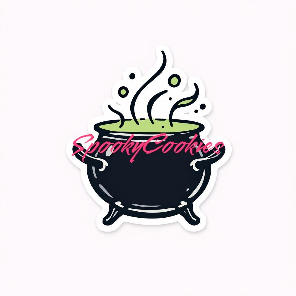Cauldron with Green Potion Sticker – Spooky and Magical