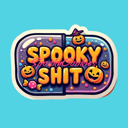 3-Inch Sticker or Fridge Magnet | 'Spooky Shit' Pill Form Design | Water-Resistant Decal for Laptops, Bottles, & More | Fun Halloween Gift