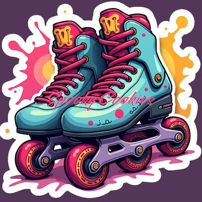 Neon Rollerblades Sticker or Fridge Magnet  - Retro 80s 90s Roller Skates, Vintage Sports Sticker, Colorful Rollerblading Decor