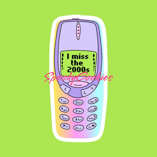 Nostalgic Nokia Sticker – ‘I Miss the 2000s’ Y2K Aesthetic Retro Phone Decal, 2000s Kid Gift