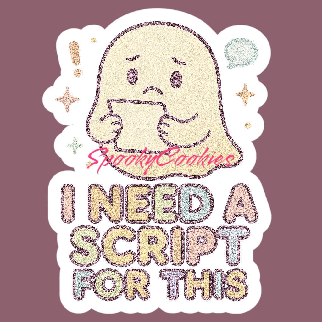 I Need a Script for This Sticker – Cute Neurodivergent Communication Support Ghost