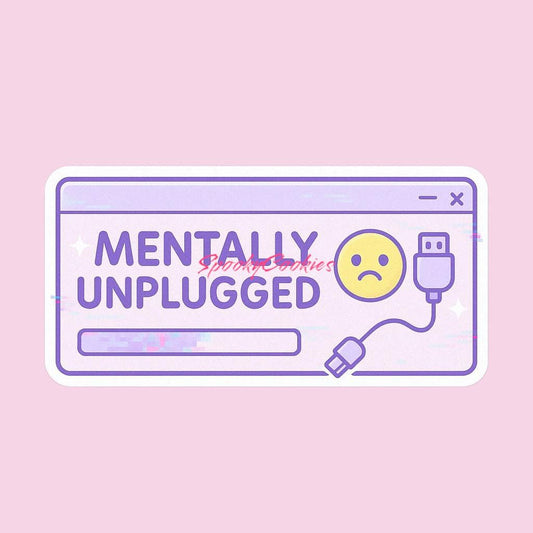 Mentally Unplugged Sticker – Kawaii USB Mood Bar for Burnout Days