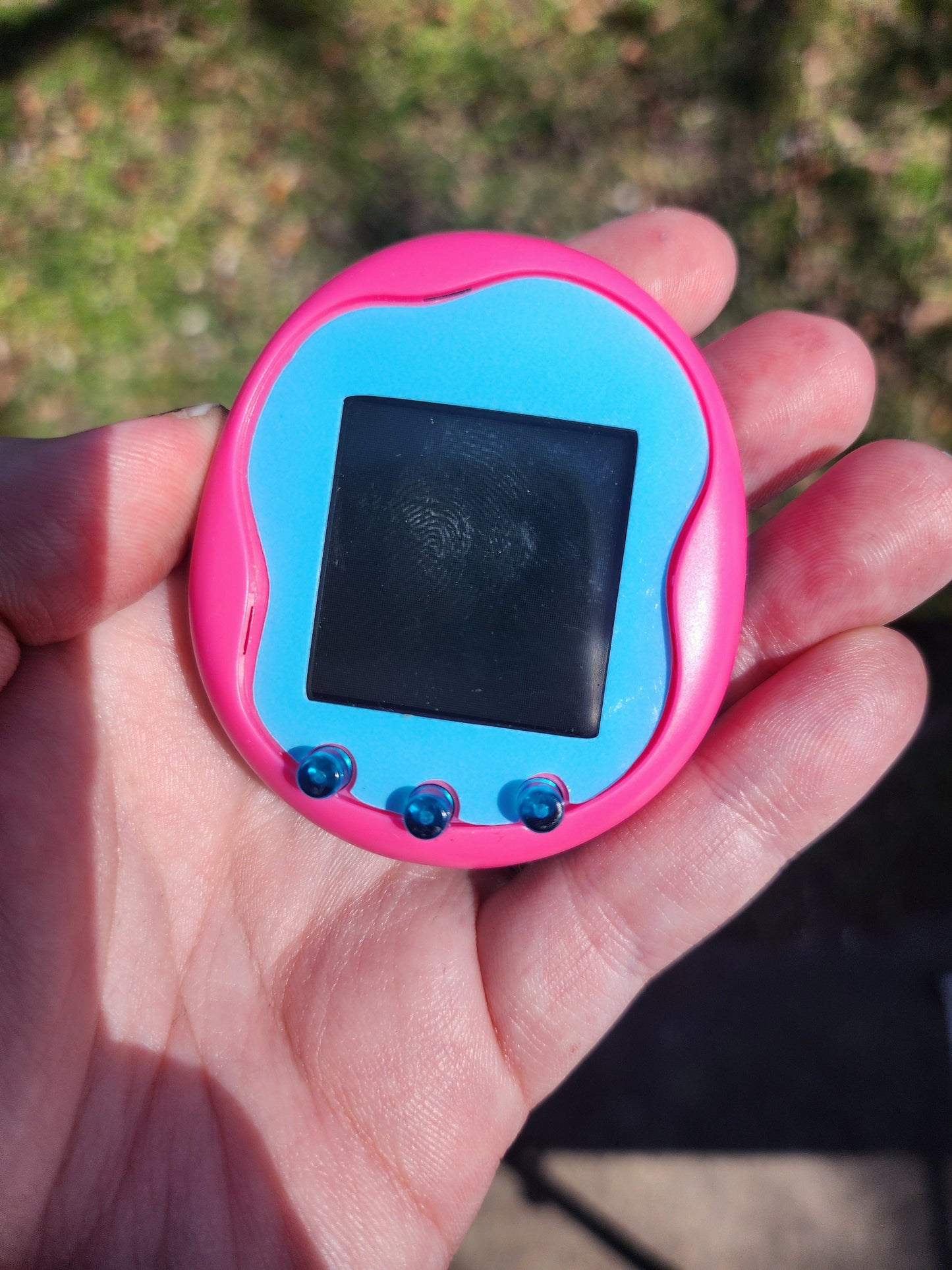 Faceplate for Tamagotchi Uni - Blue glow in the dark - sparkle rainbow electronic pet skin