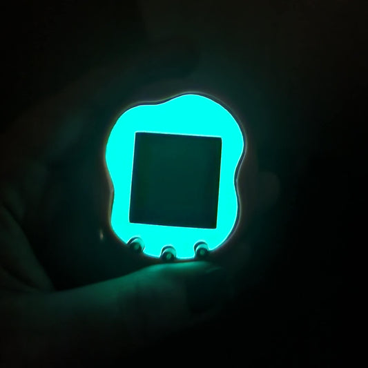 Faceplate for Tamagotchi Uni - Blue glow in the dark - sparkle rainbow electronic pet skin