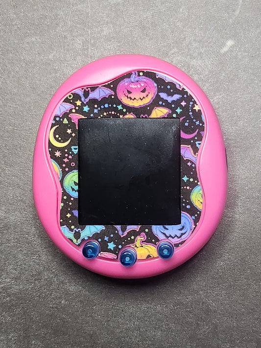 Faceplate for Tamagotchi Uni - Rainbow pumpkins and bats -  electronic pet skin Halloween Holographic