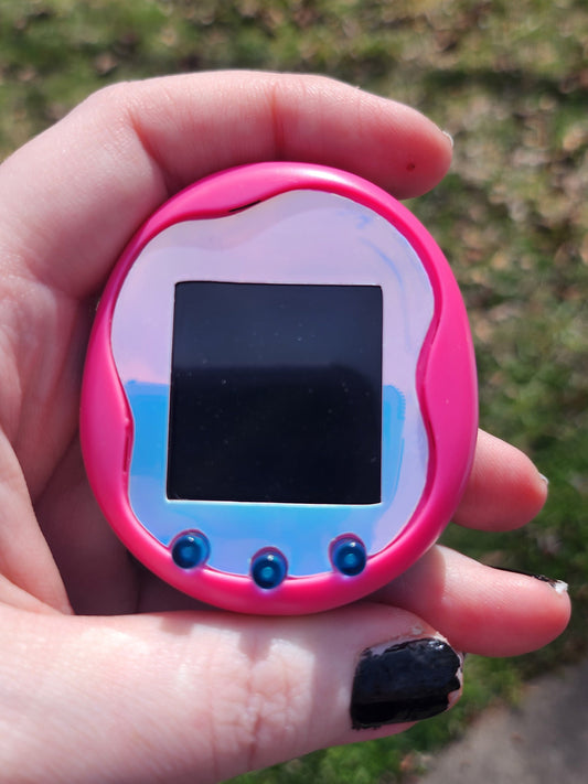 Faceplate for Tamagotchi Uni - Blue and Pink Aura rainbow holographic - sparkle rainbow electronic pet skin